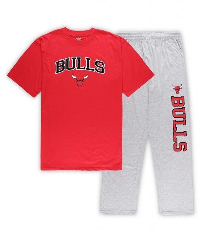 Men's Red, Heather Gray Chicago Bulls Big and Tall T-shirt and Pajama Pants Sleep Set $45.89 Pajama