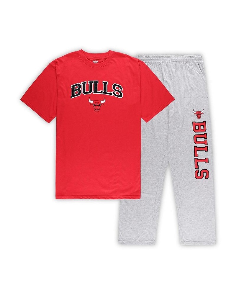 Men's Red, Heather Gray Chicago Bulls Big and Tall T-shirt and Pajama Pants Sleep Set $45.89 Pajama