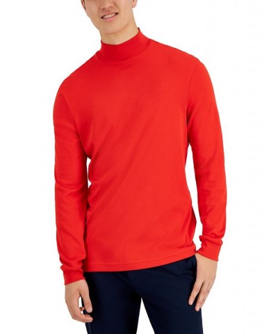 Men's Solid Mock Neck Shirt Red $13.12 Shirts