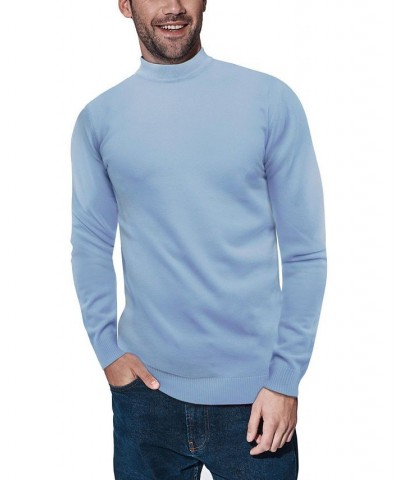 Men's Basic Mock Neck Midweight Pullover Sweater Powder Blue $35.10 Sweaters