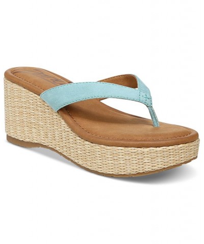 Women's Rio Thong Platform Wedge Sandals Blue $30.84 Shoes