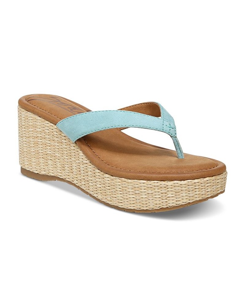 Women's Rio Thong Platform Wedge Sandals Blue $30.84 Shoes