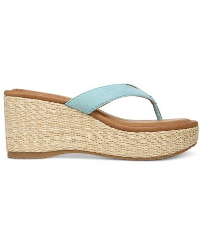 Women's Rio Thong Platform Wedge Sandals Blue $30.84 Shoes