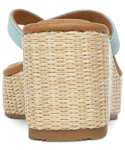 Women's Rio Thong Platform Wedge Sandals Blue $30.84 Shoes