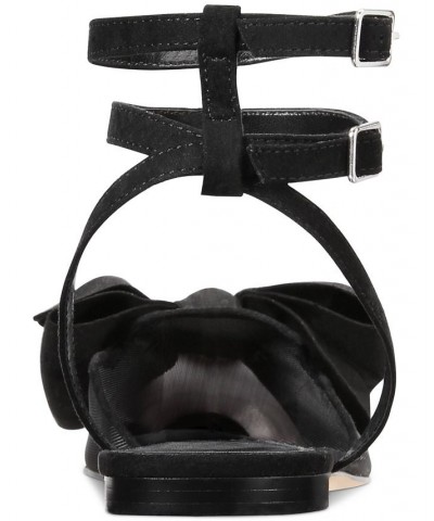 Women's Sudana Bow Detail Ankle Strap Flats Black $49.30 Shoes