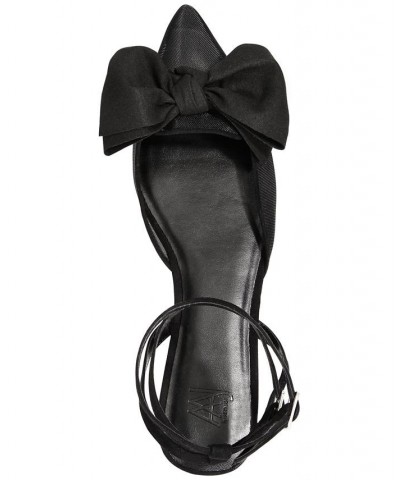 Women's Sudana Bow Detail Ankle Strap Flats Black $49.30 Shoes