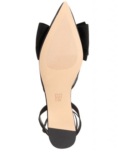 Women's Sudana Bow Detail Ankle Strap Flats Black $49.30 Shoes