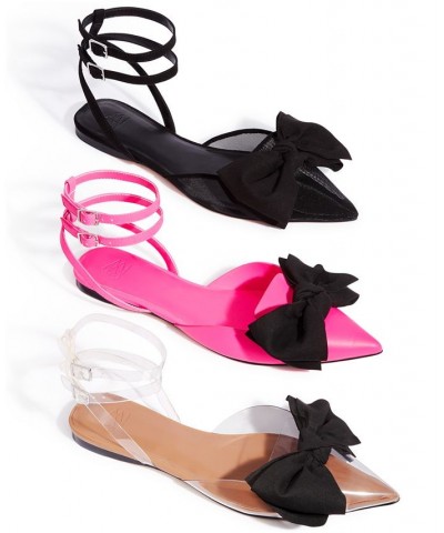 Women's Sudana Bow Detail Ankle Strap Flats Black $49.30 Shoes