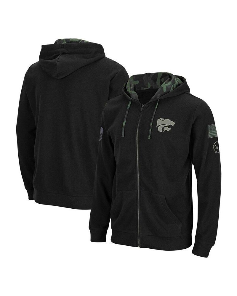 Men's Black Kansas State Wildcats OHT Military-Inspired Appreciation Waffle Full-Zip Hoodie $22.00 Sweatshirt