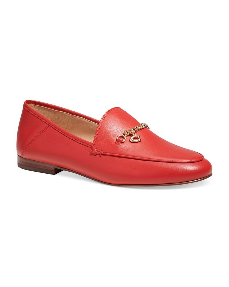 Women's Hanna Chained Loafers Red $45.78 Shoes