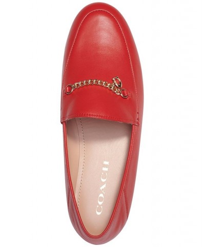 Women's Hanna Chained Loafers Red $45.78 Shoes