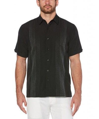 Men's Big & Tall Textured Stripe Shirt Black $17.10 Shirts