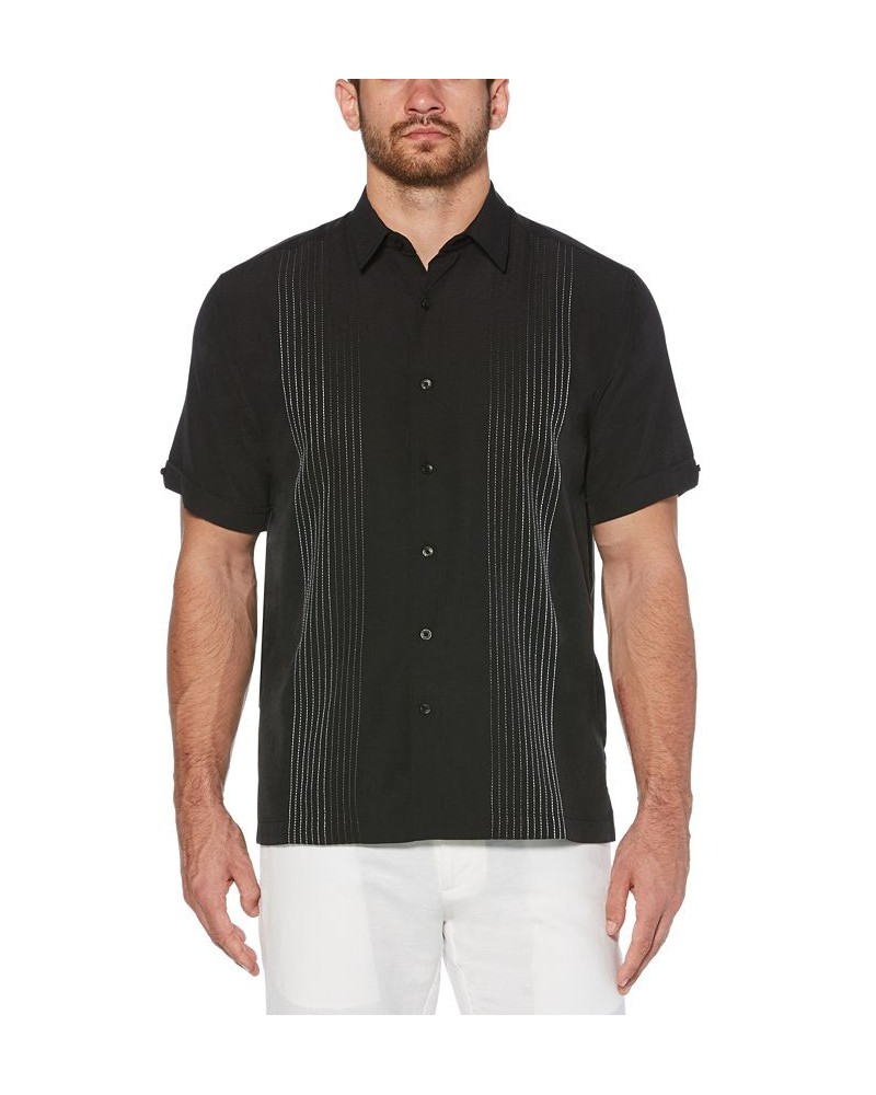 Men's Big & Tall Textured Stripe Shirt Black $17.10 Shirts