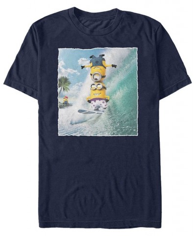 Minions Men's Surf Tricks Portrait Short Sleeve T-Shirt Blue $14.70 T-Shirts