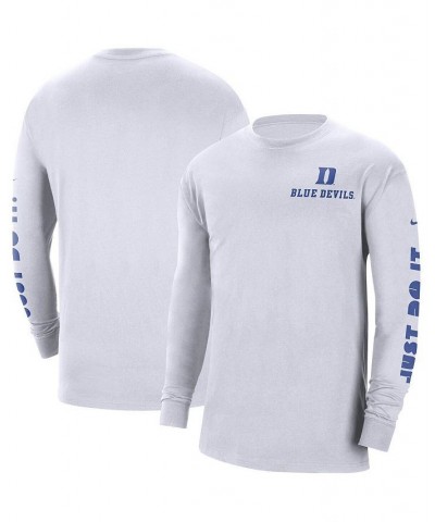 Men's White Duke Blue Devils Heritage Max 90 Long Sleeve T-shirt $14.40 T-Shirts