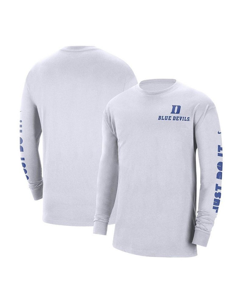 Men's White Duke Blue Devils Heritage Max 90 Long Sleeve T-shirt $14.40 T-Shirts