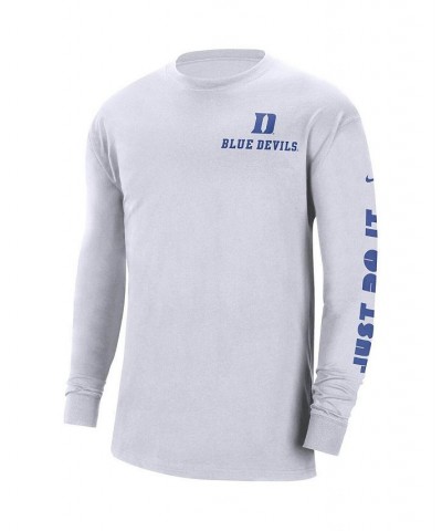 Men's White Duke Blue Devils Heritage Max 90 Long Sleeve T-shirt $14.40 T-Shirts