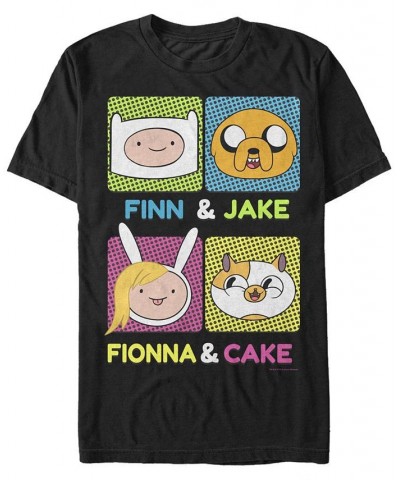 Men's Adventure Time Finn Jake Fionna Cake Short Sleeve T- shirt Black $16.10 T-Shirts