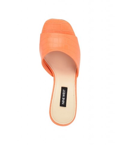 Women's Nesa Square Toe Slide-on Wedge Dress Sandals Orange $45.60 Shoes