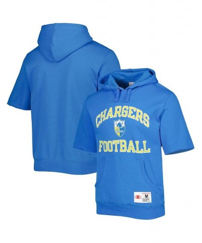 Men's Powder Blue Los Angeles Chargers Washed Short Sleeve Pullover Hoodie $42.75 Sweatshirt