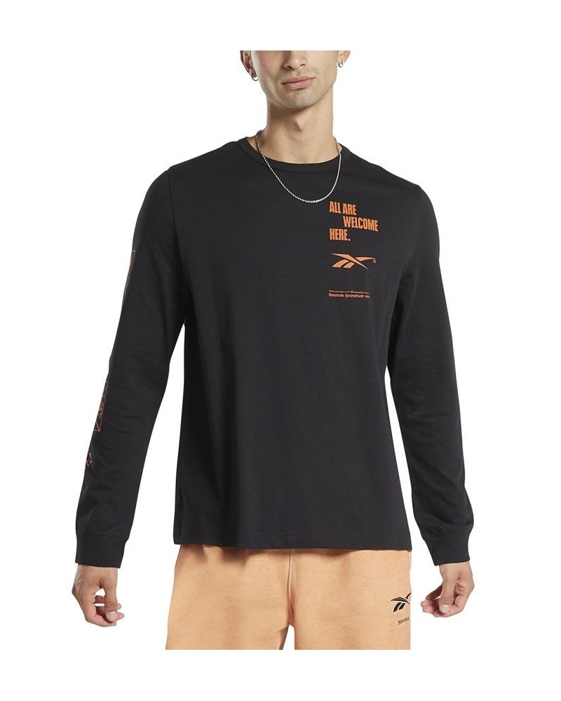 Men's Relaxed Fit All Are Welcome Long-Sleeve Basketball T-Shirt Black $26.00 T-Shirts