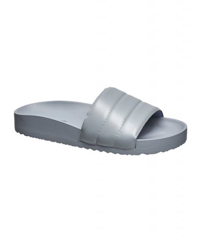 Women's Puffer Slides Gray $34.80 Shoes