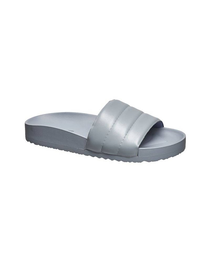 Women's Puffer Slides Gray $34.80 Shoes