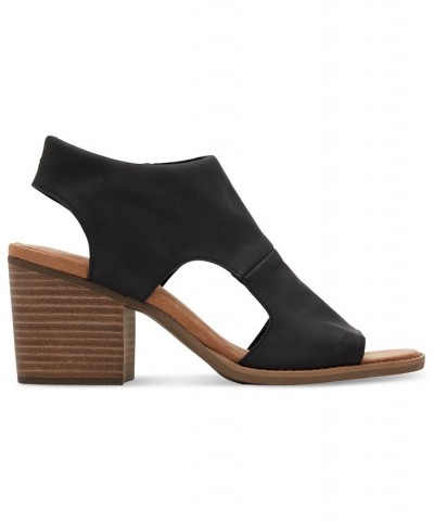 Women's Eliana Peep-Toe Cutout Block-Heel Sandals Black $39.27 Shoes