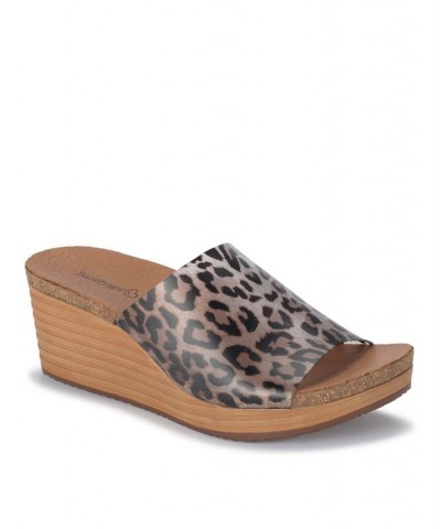 Yalissa Wedge Slide Sandals Brown $42.50 Shoes