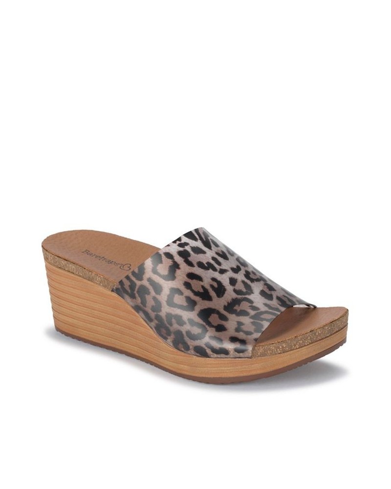 Yalissa Wedge Slide Sandals Brown $42.50 Shoes