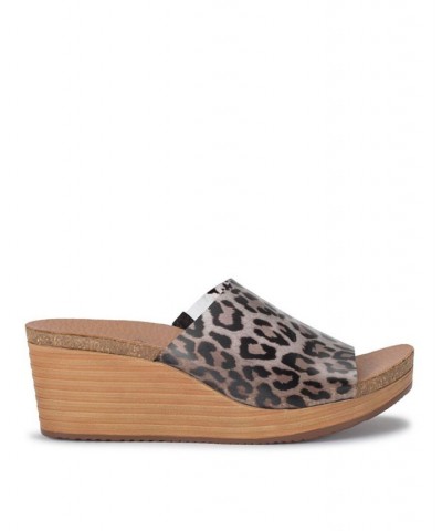 Yalissa Wedge Slide Sandals Brown $42.50 Shoes