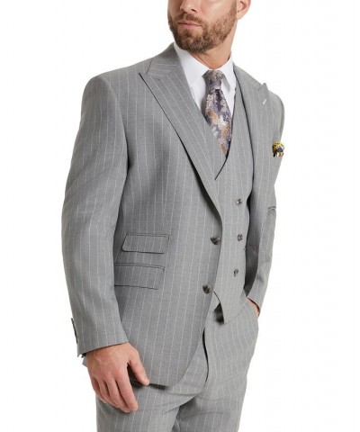 Men's Classic-Fit Pinstripe Suit Jacket Gray $130.50 Suits