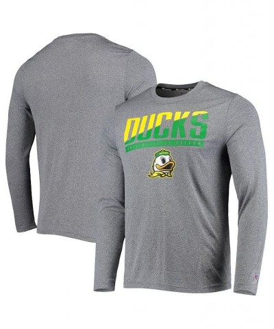 Men's Gray Oregon Ducks Wordmark Slash Long Sleeve T-shirt $23.84 T-Shirts