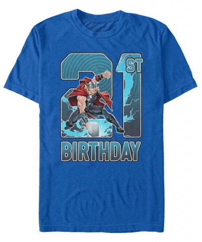 Men's Marvel Thor 21st Birthday Short Sleeve T-Shirt Blue $20.29 T-Shirts