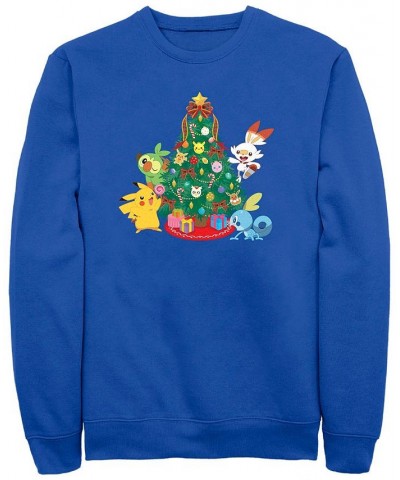 Men's Tree Crew Fleece Pullover Sweatshirt Blue $21.98 Sweatshirt