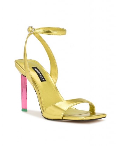 Women's Maris Square Toe Heeled Dress Sandals Yellow $50.14 Shoes