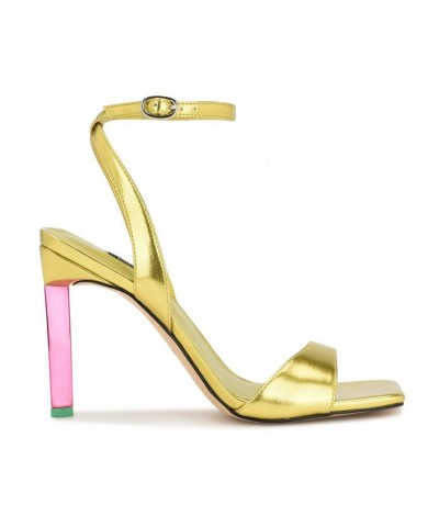 Women's Maris Square Toe Heeled Dress Sandals Yellow $50.14 Shoes