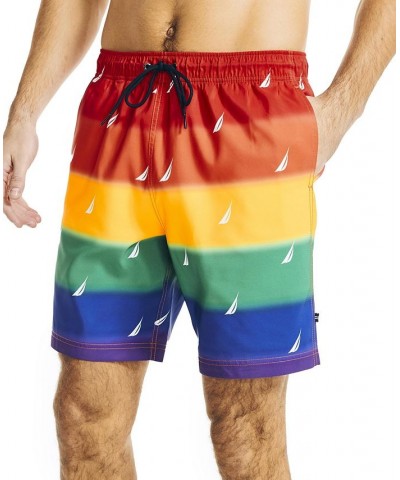 Men's Pride Quick-Dry Rainbow Stripe Logo-Print 18" Board Shorts Orange $15.42 Swimsuits