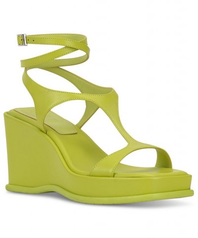 Fetemee Strappy Sport Wedge Sandals Green $43.86 Shoes