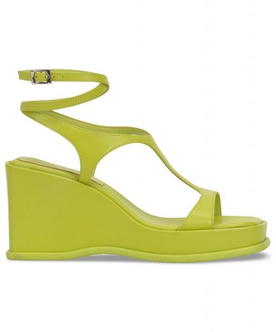 Fetemee Strappy Sport Wedge Sandals Green $43.86 Shoes