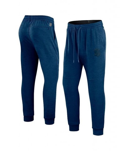 Men's Branded Heather Deep Sea Blue Seattle Kraken Authentic Pro Road Jogger Sweatpants $35.04 Pants