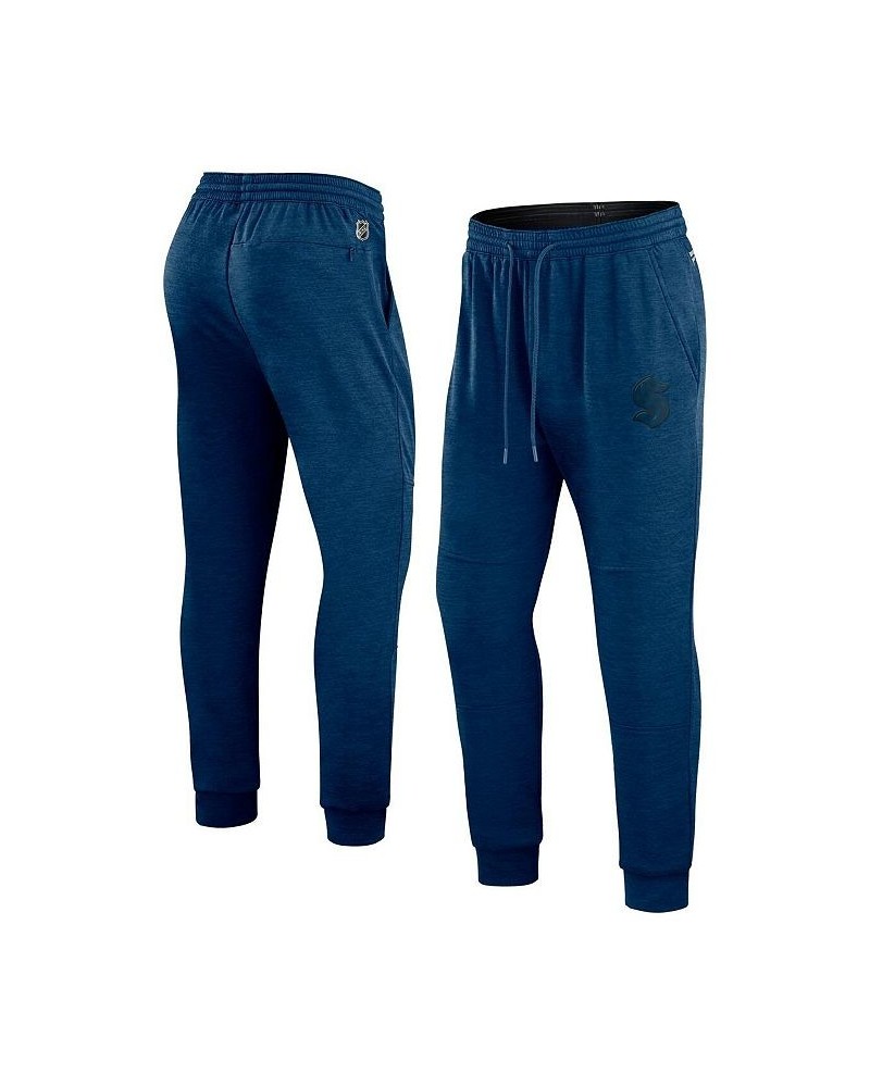 Men's Branded Heather Deep Sea Blue Seattle Kraken Authentic Pro Road Jogger Sweatpants $35.04 Pants