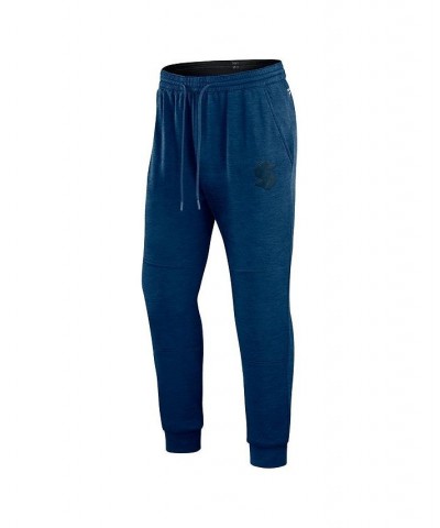 Men's Branded Heather Deep Sea Blue Seattle Kraken Authentic Pro Road Jogger Sweatpants $35.04 Pants