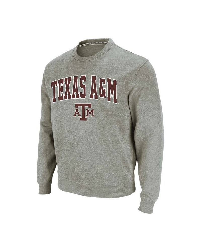 Men's Heather Gray Texas A M Aggies Arch Logo Crew Neck Sweatshirt $35.99 Sweatshirt