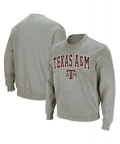 Men's Heather Gray Texas A M Aggies Arch Logo Crew Neck Sweatshirt $35.99 Sweatshirt