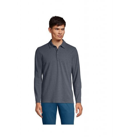 Men's Long Sleeve Coolmax Mesh Polo Gray $33.56 Polo Shirts