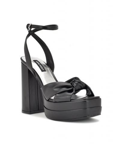 Women's Vivid Ankle Strap Platform Dress Sandals Black $40.46 Shoes