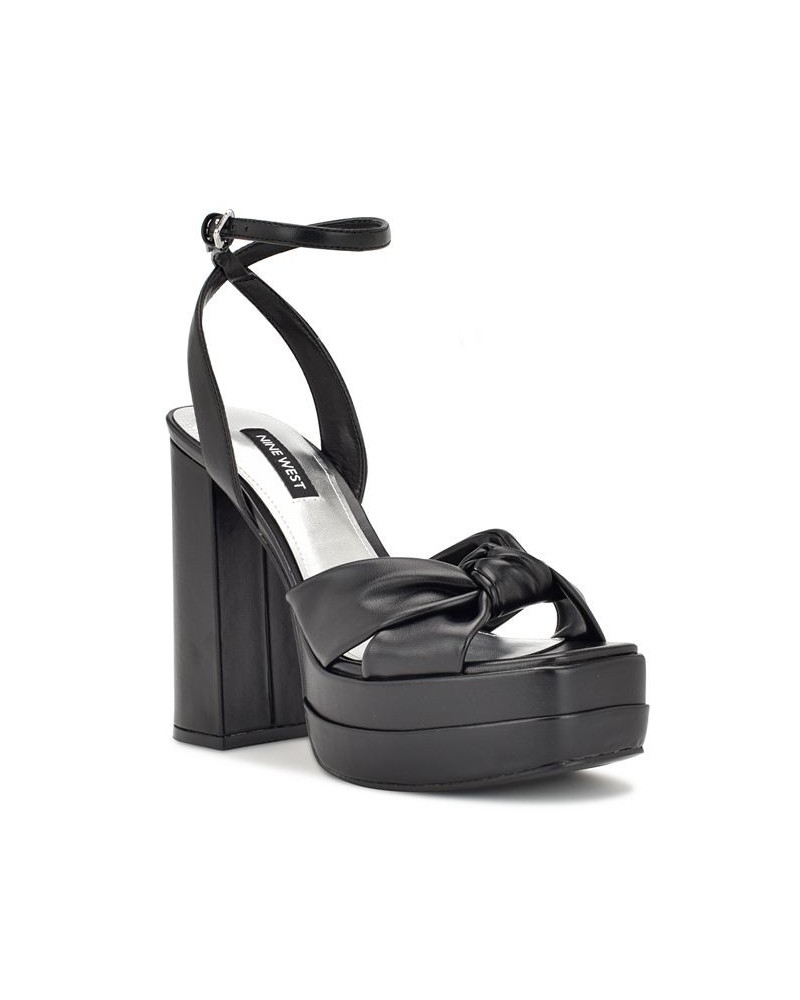 Women's Vivid Ankle Strap Platform Dress Sandals Black $40.46 Shoes