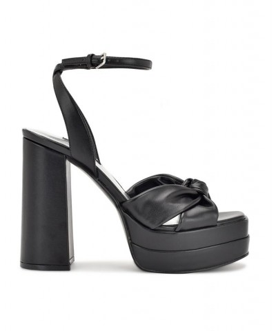 Women's Vivid Ankle Strap Platform Dress Sandals Black $40.46 Shoes