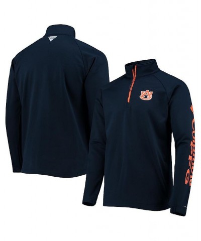 Men's Navy Auburn Tigers Terminal Tackle Fleece Raglan Omni-Shade Quarter-Zip Jacket $40.00 Jackets